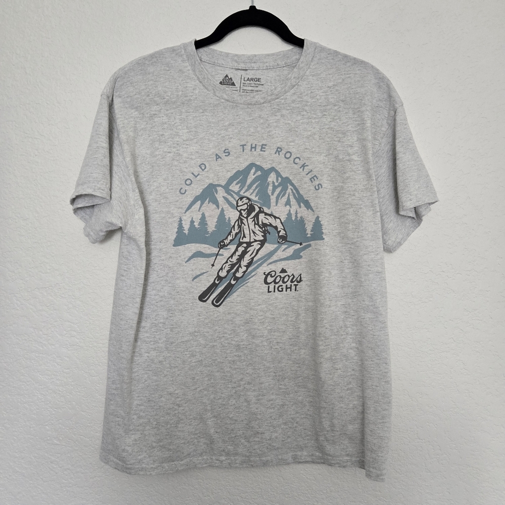 Coors Light L Grey Cold as the Rockies Graphic Tee Shirt
